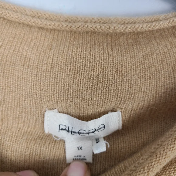 Anthropologie The Alani Cashmere Mock-Neck Sweater by Pilcro in Sand Dollar 1X - Picture 10 of 11